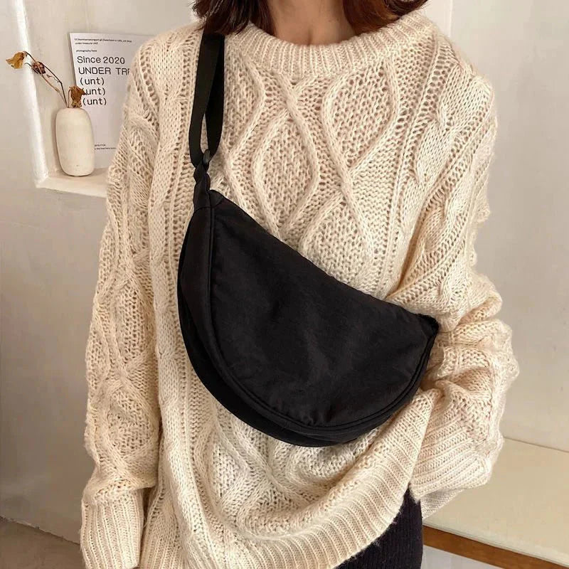 CROSSBODY BOLSO - ADJUSTABLE STRAP - ZIPPER - HALF MOON BOLSO - BUM BOLSO