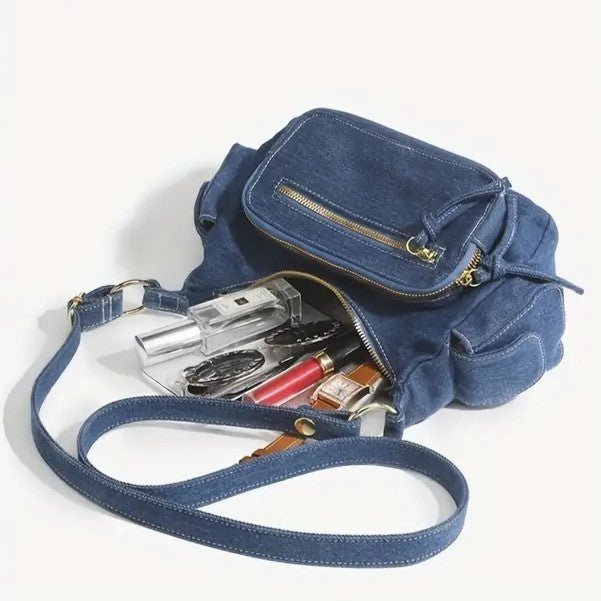DENIM BOLSO | ADJUSTABLE STRAP | POCKETS | CROSSBODY BOLSO | SMALL BOLSO