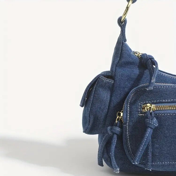 DENIM BOLSO | ADJUSTABLE STRAP | POCKETS | CROSSBODY BOLSO | SMALL BOLSO