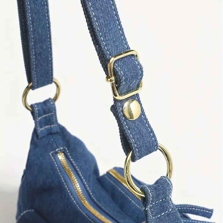 DENIM BOLSO | ADJUSTABLE STRAP | POCKETS | CROSSBODY BOLSO | SMALL BOLSO