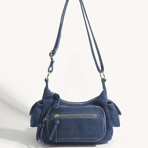 DENIM BOLSO | ADJUSTABLE STRAP | POCKETS | CROSSBODY BOLSO | SMALL BOLSO