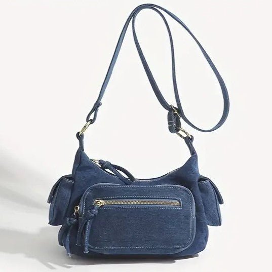 DENIM BOLSO | ADJUSTABLE STRAP | POCKETS | CROSSBODY BOLSO | SMALL BOLSO