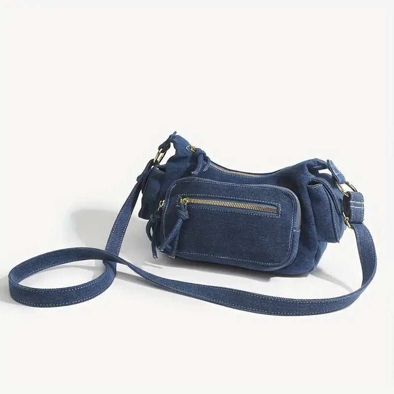 DENIM BOLSO | ADJUSTABLE STRAP | POCKETS | CROSSBODY BOLSO | SMALL BOLSO
