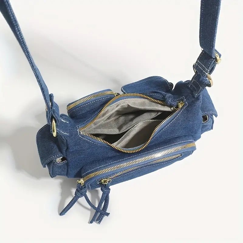 DENIM BOLSO | ADJUSTABLE STRAP | POCKETS | CROSSBODY BOLSO | SMALL BOLSO