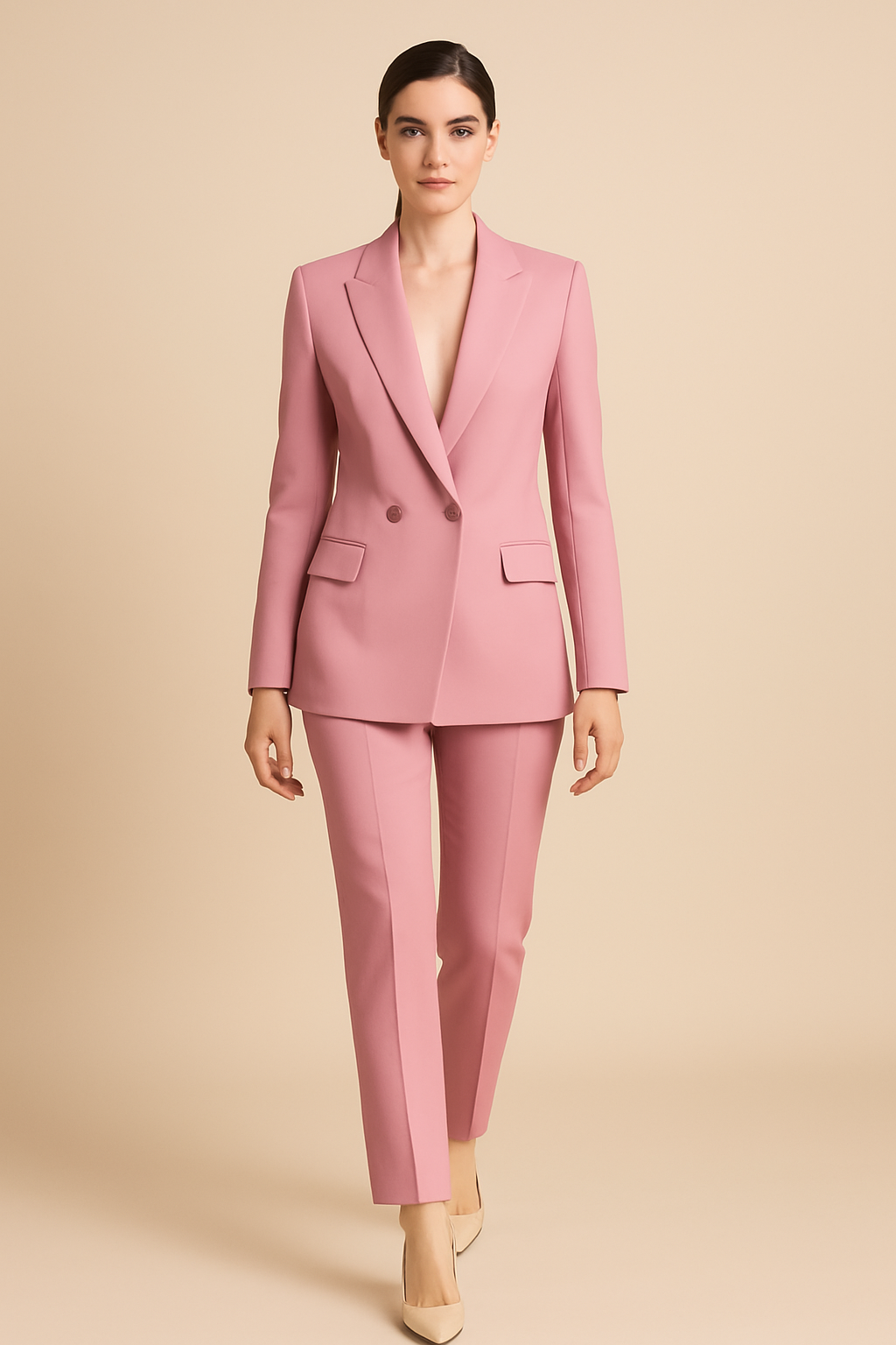 GABI™ | CONJUNTO CLÁSICO PARA MUJER DE BLAZER CON SOLAPAS Y PANTALÓN DE TIRO ALTO
