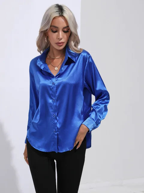VALENTINA - CAMISA DE RASO ELEGANTE DE MANGA LARGA