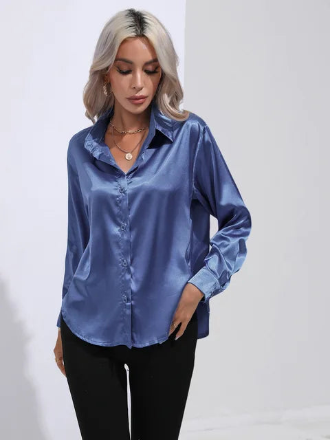 VALENTINA - CAMISA DE RASO ELEGANTE DE MANGA LARGA