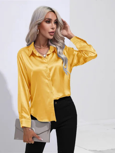 VALENTINA - CAMISA DE RASO ELEGANTE DE MANGA LARGA