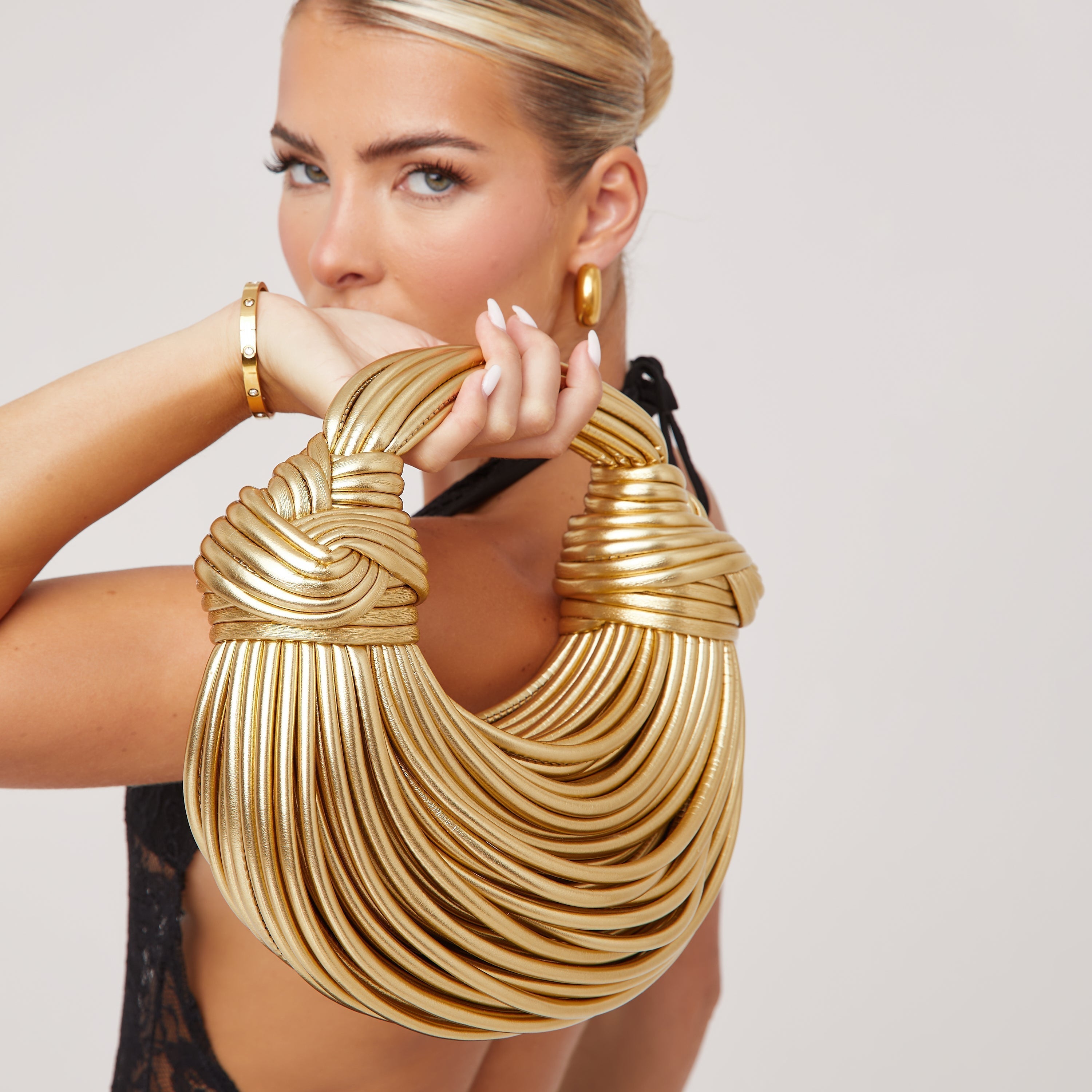 KNOT BOLSO - WOMEN'S SMALL ELEGANT GOLD SILVER BOLSO DE MANO