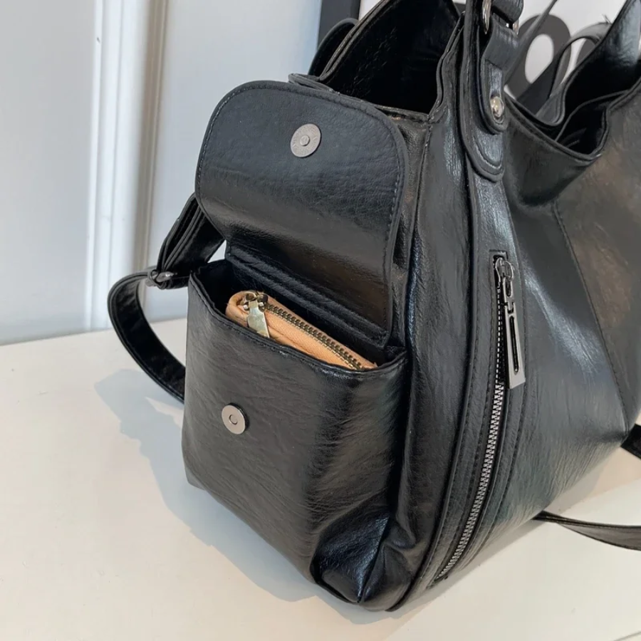 LEATHERETTE BOLSO - WOMEN'S BIG CROSSBODY SHOULDER BOLSA BOLSO