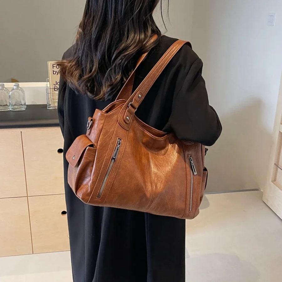 LEATHERETTE BOLSO - WOMEN'S BIG CROSSBODY SHOULDER BOLSA BOLSO