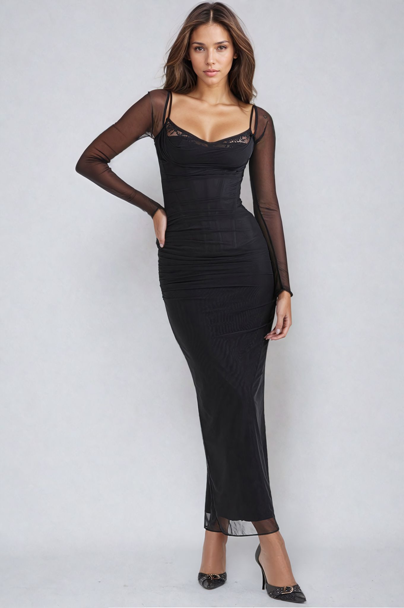 MARA VESTIDO LARGO CON GLAMOUR