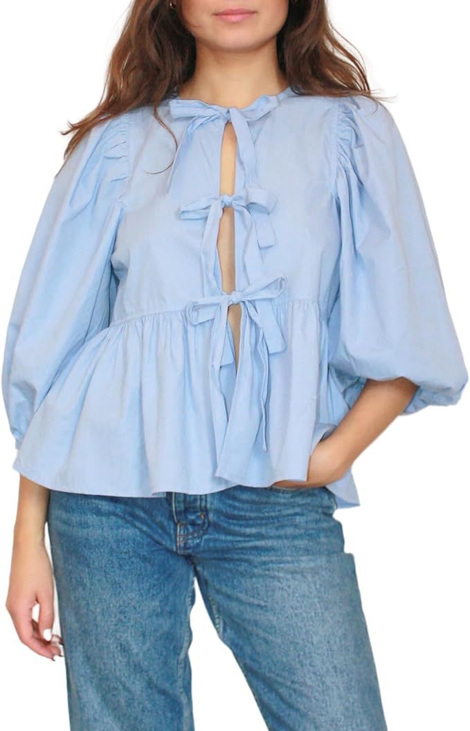 BLUSA ITALIANA ANUDADA DE ALGODÓN – VERSATILIDAD Y ELEGANCIA