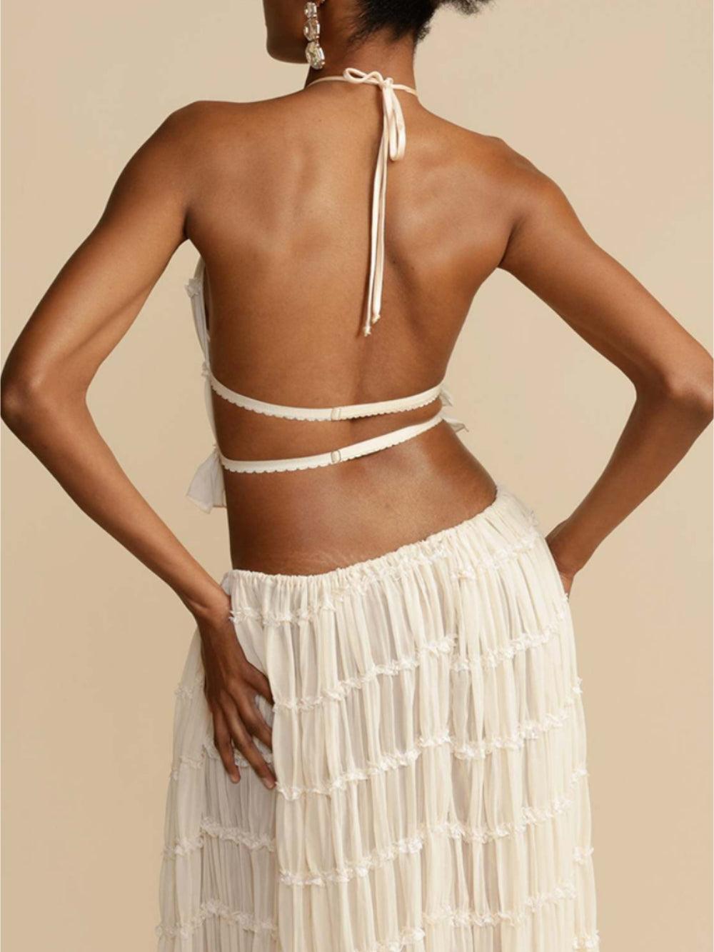 FALDA MAXI CHARM | PLISADA, CON CINTURA AJUSTABLE Y DISEÑO A CAPAS