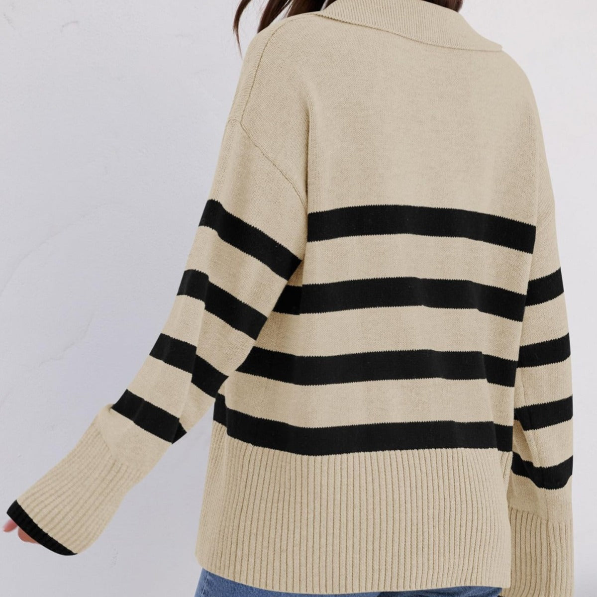 JERSEY DE MUJER A RAYAS CON CUELLO ELEGANTE
