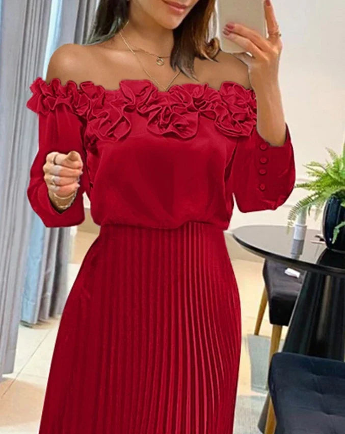 Aria™ | Vestido Maxi Off-Shoulder Fluyente