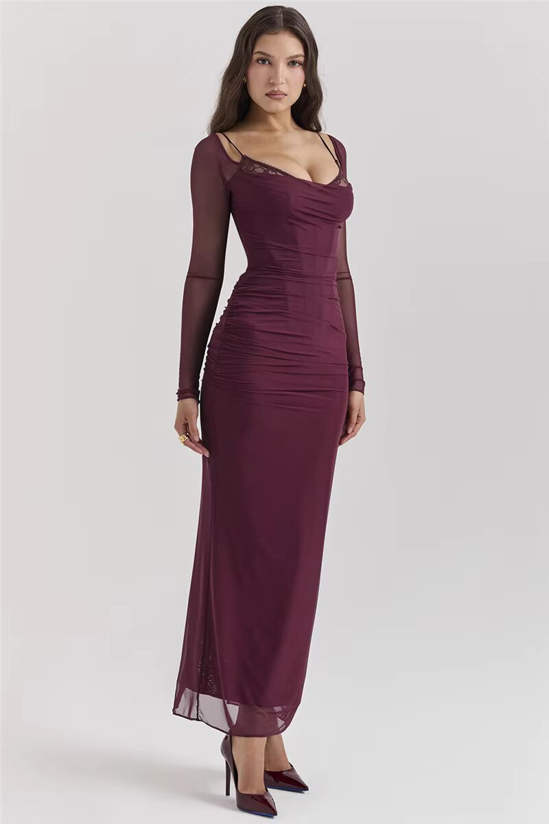 MARA VESTIDO LARGO CON GLAMOUR
