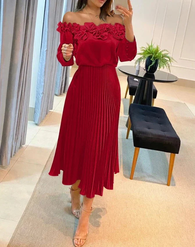 Aria™ | Vestido Maxi Off-Shoulder Fluyente
