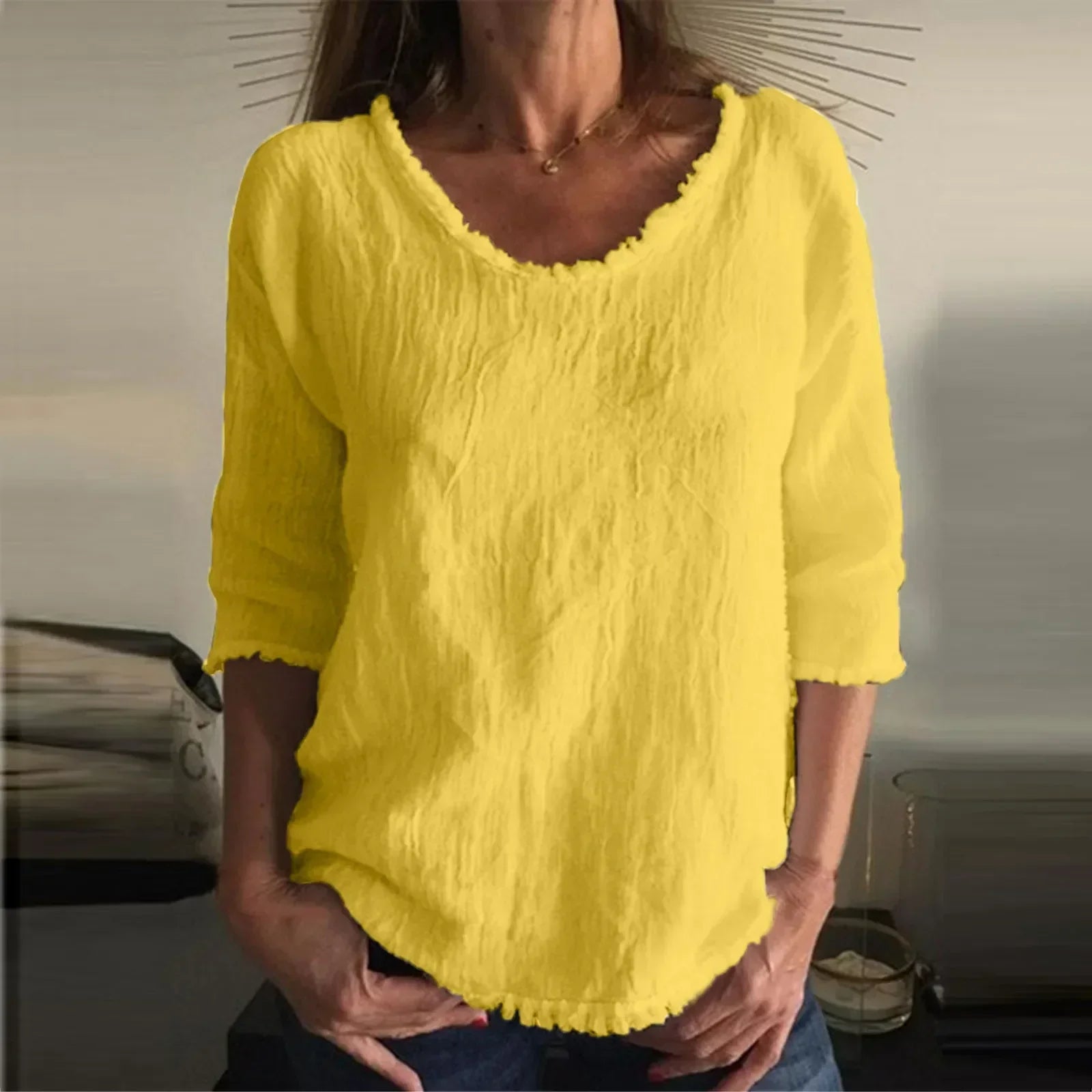 T-shirt casual in lino - Charleigh