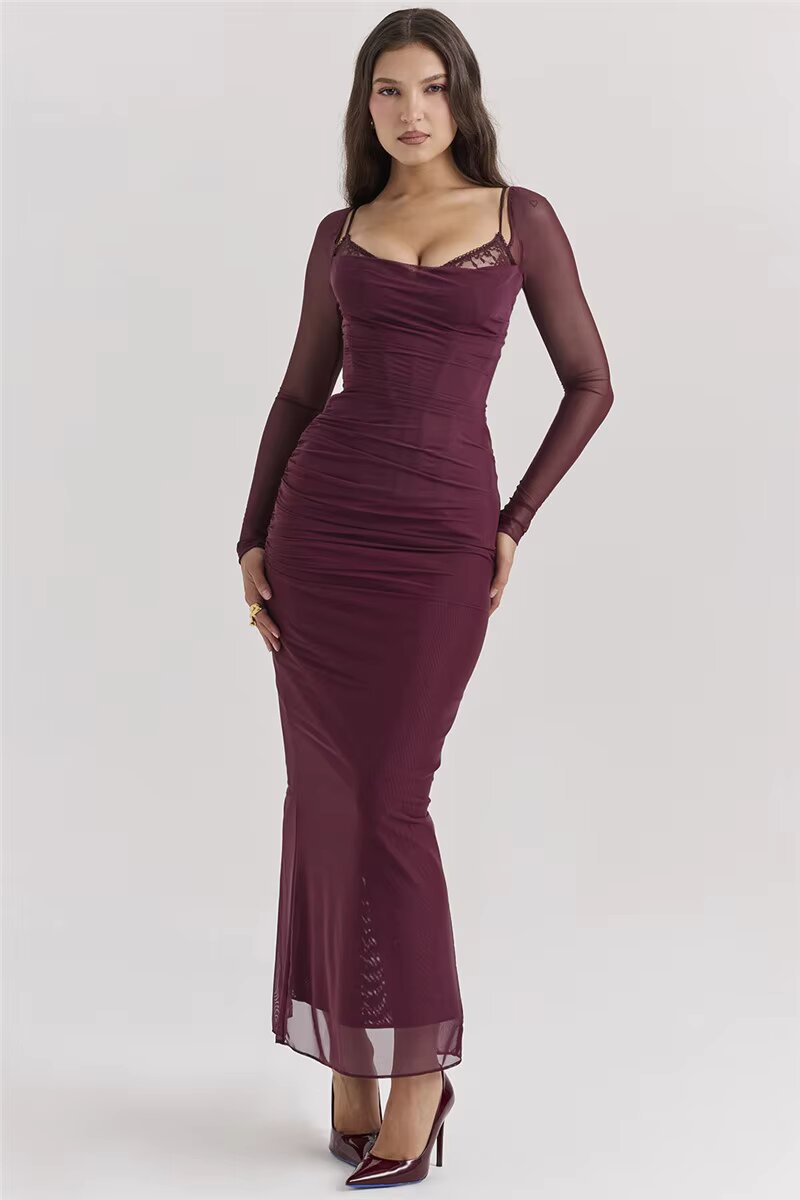 MARA VESTIDO LARGO CON GLAMOUR