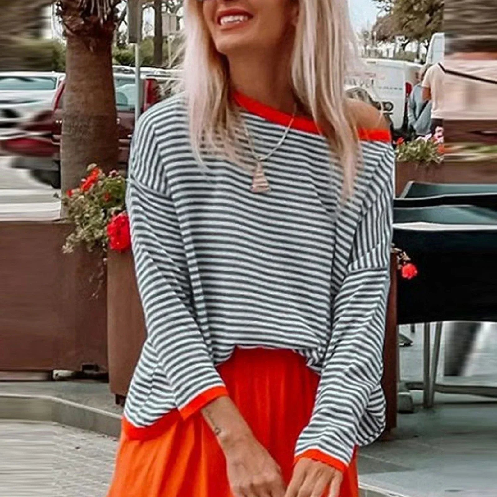 Camicia a righe traspirante