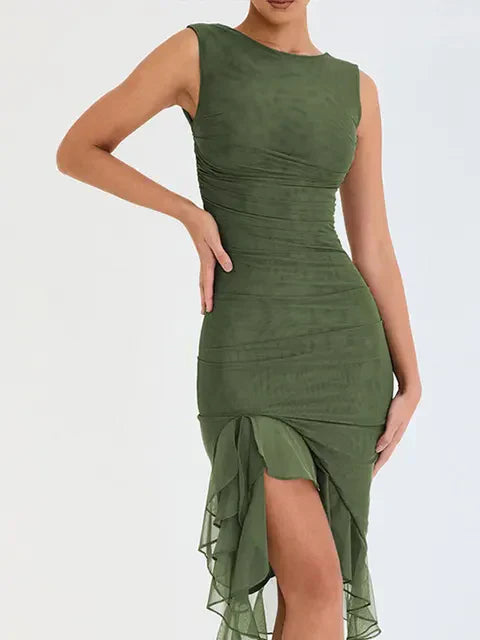 NOA VESTIDO MIDI CON VOLANTES
