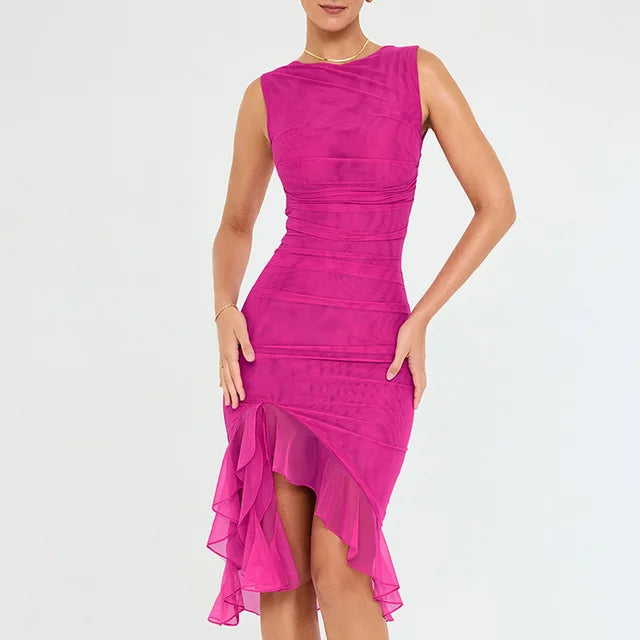 NOA VESTIDO MIDI CON VOLANTES