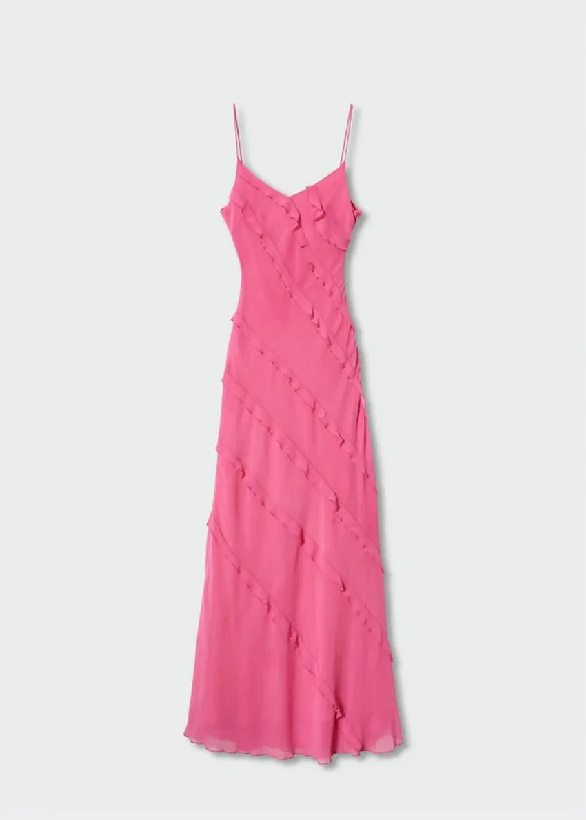 ISADORA  VESTIDO LARGO ELEGANTE CON VOLANTES
