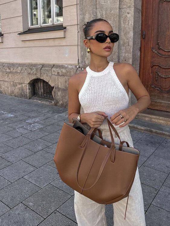 BOLSO CELESTE – SHOPPER GRANDE DE HOMBRO EN POLIPIEL