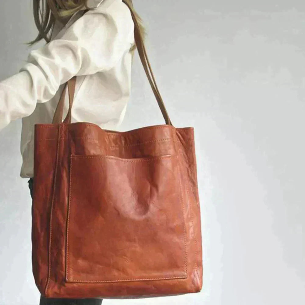 BOLSO DE HOMBRO BOLSA RETRO GRANDE TIPO CARRIER EN PIEL