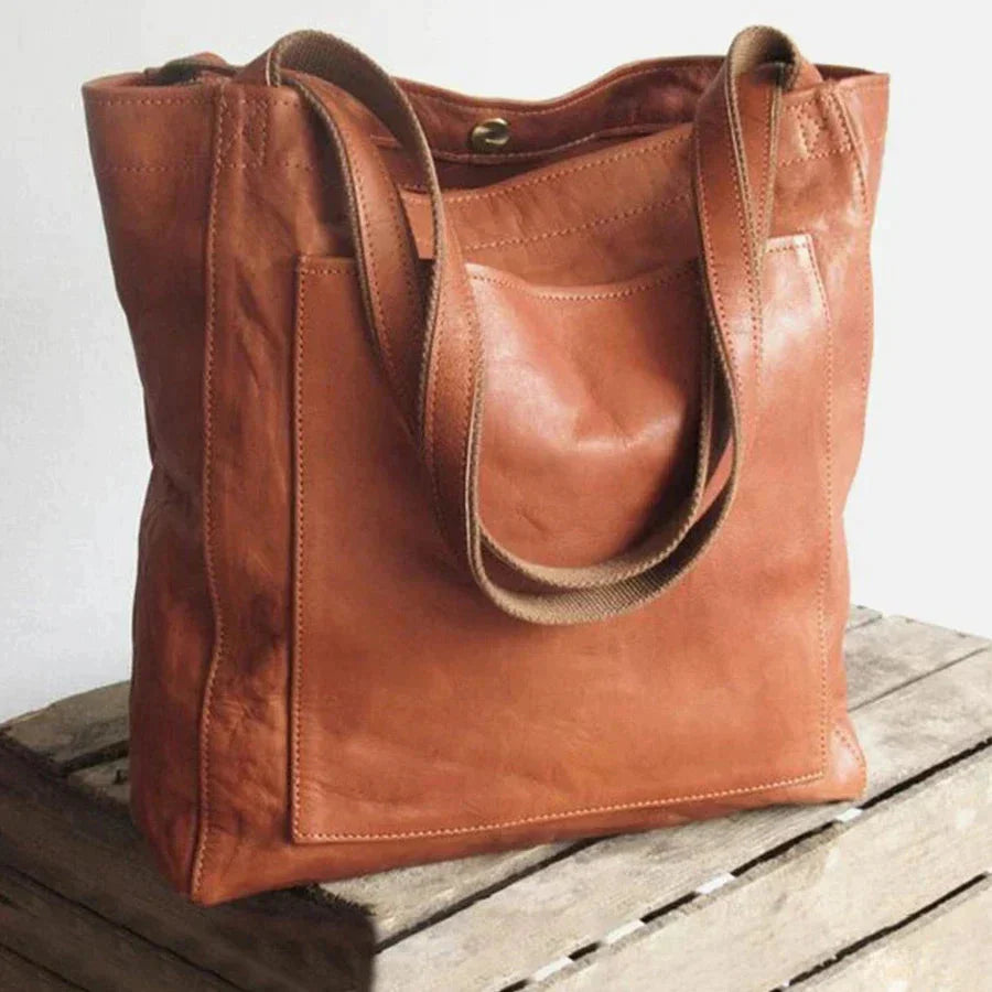 BOLSO DE HOMBRO BOLSA RETRO GRANDE TIPO CARRIER EN PIEL