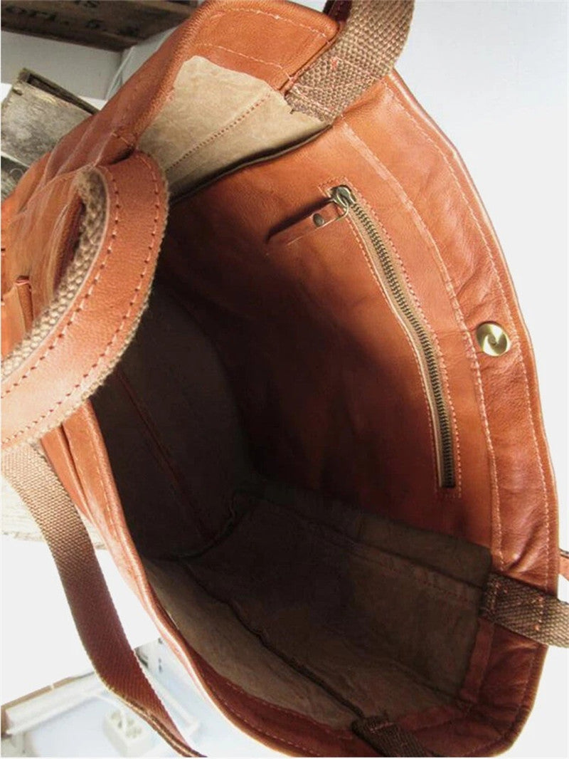 BOLSO DE HOMBRO BOLSA RETRO GRANDE TIPO CARRIER EN PIEL