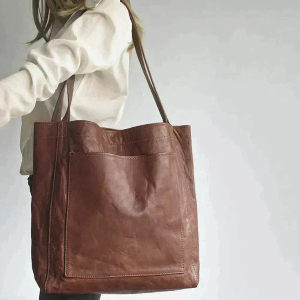 BOLSO DE HOMBRO BOLSA RETRO GRANDE TIPO CARRIER EN PIEL