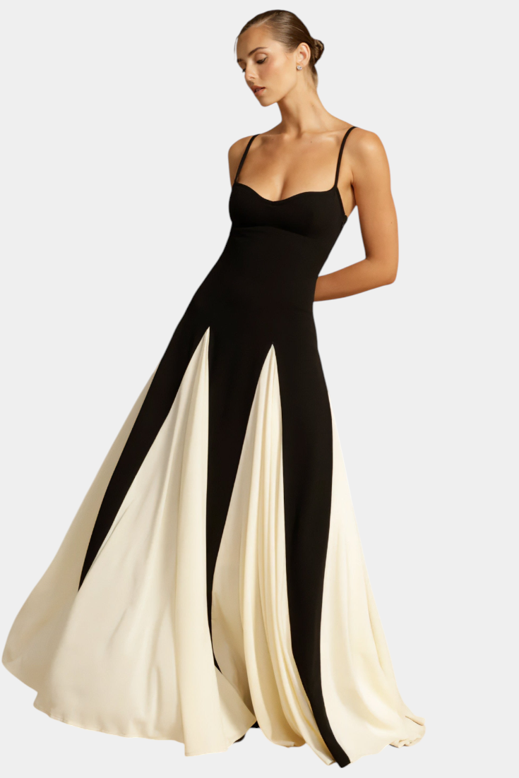 Catalina Vestido Maxi Bicolor de Tirantes Finos