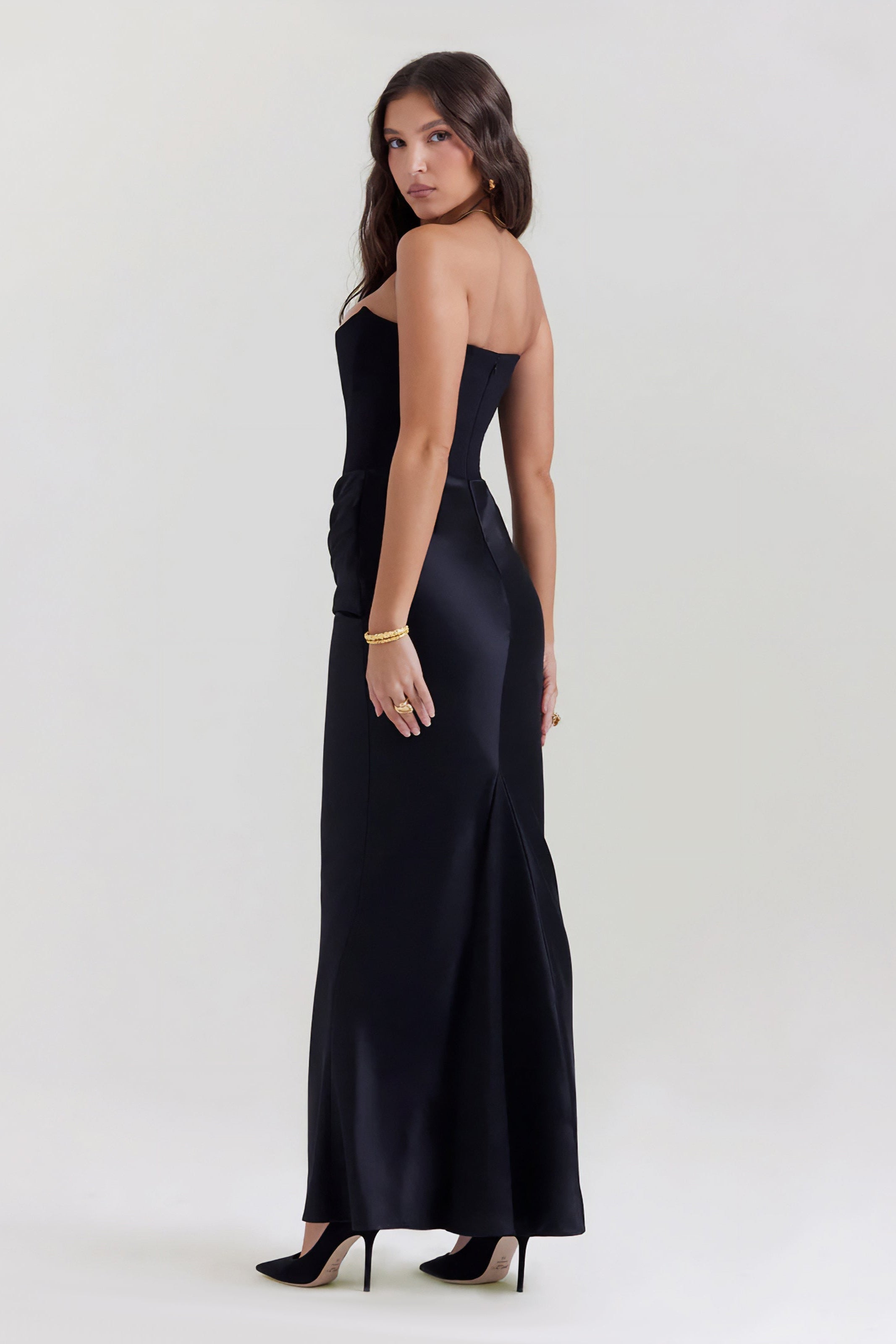 Emily Vestido Maxi Drapado Sin Tirantes