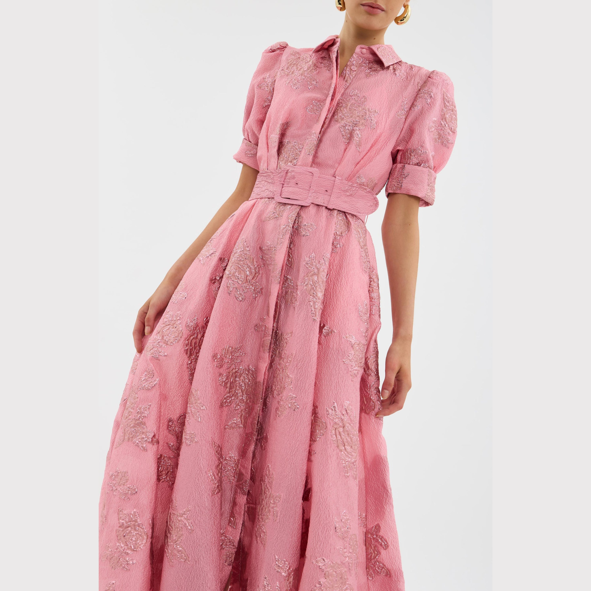 Beatrice™ | Vestido Rosa con Mangas Abullonadas