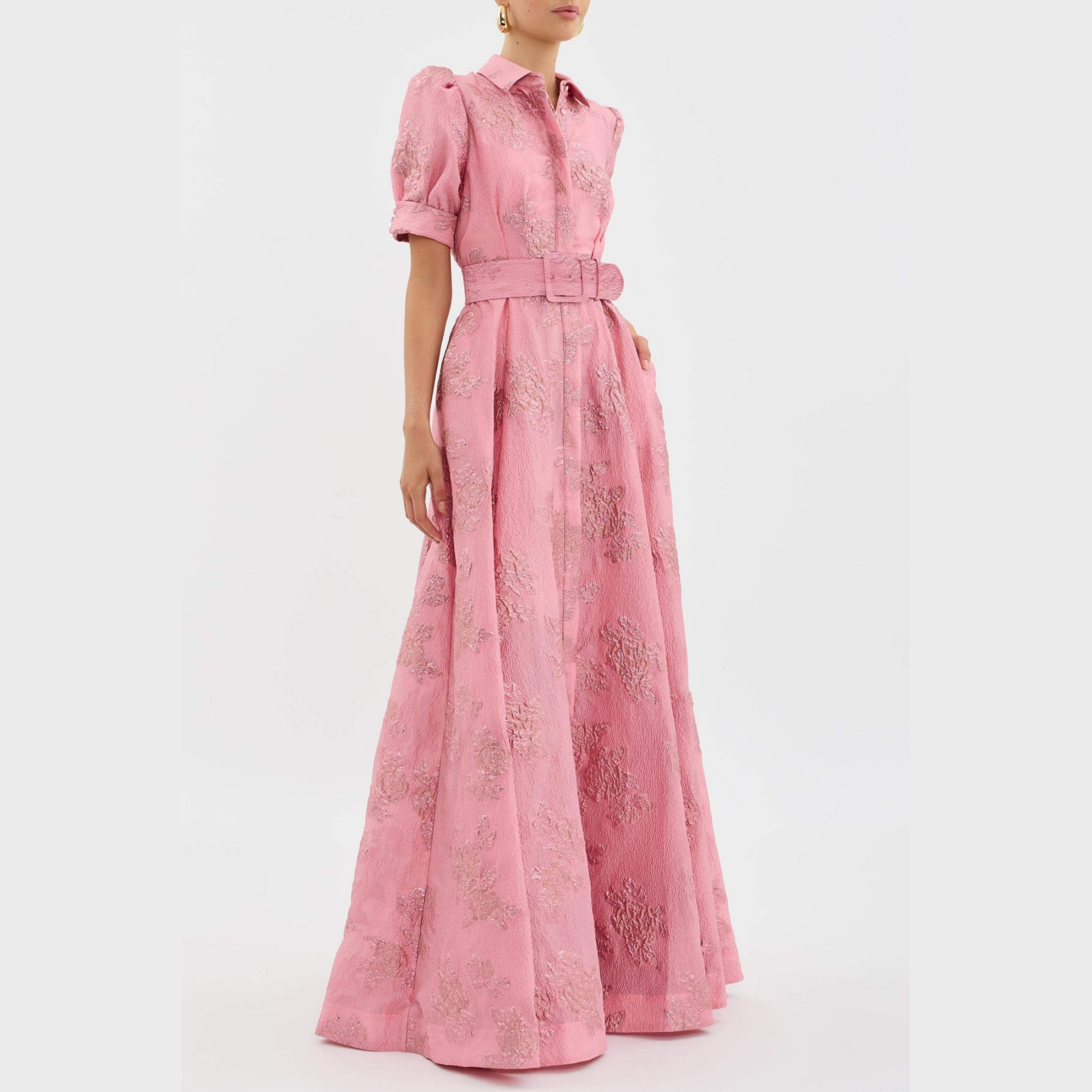 Beatrice™ | Vestido Rosa con Mangas Abullonadas