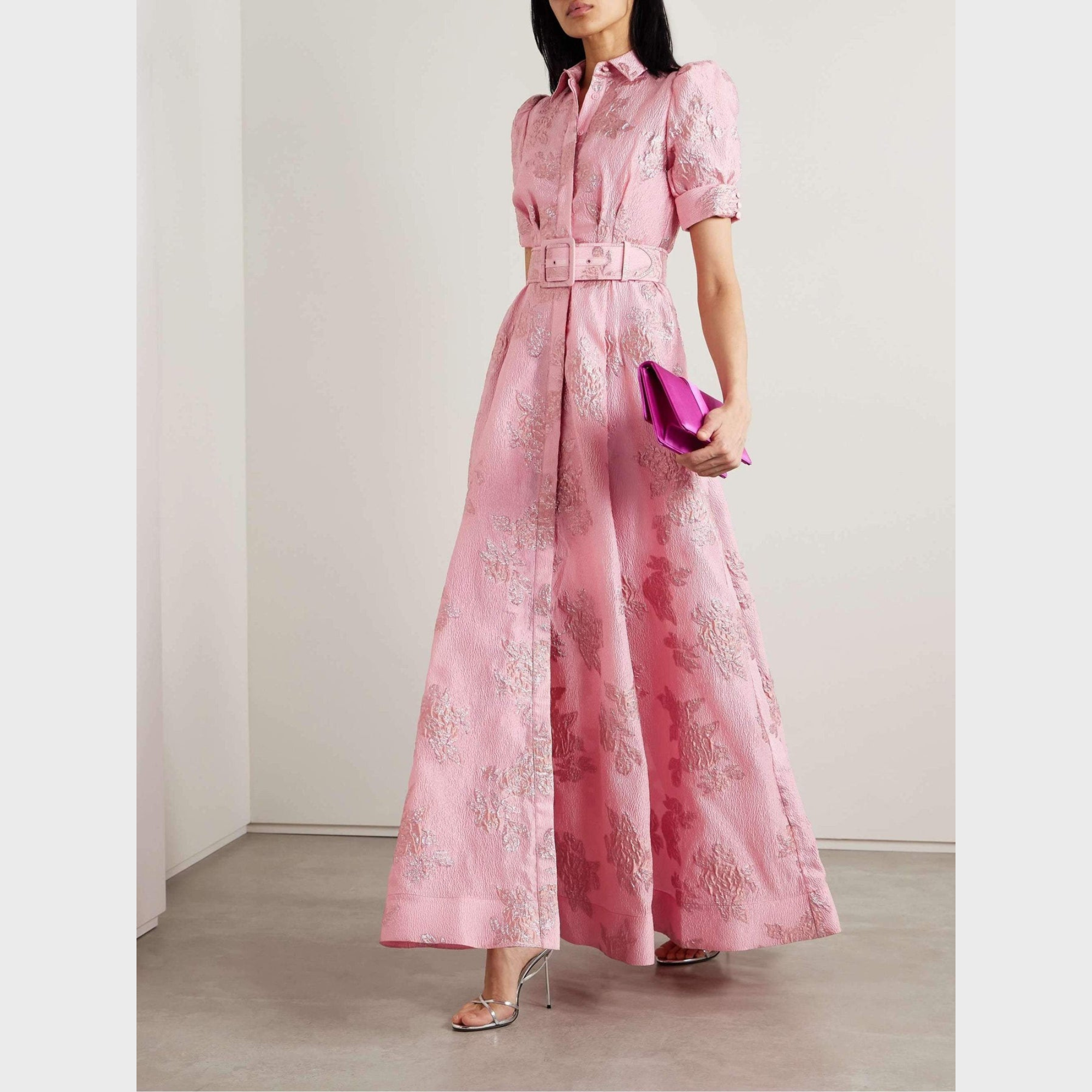 Beatrice™ | Vestido Rosa con Mangas Abullonadas