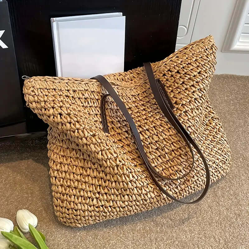 BOLSO RENATA – SHOPPER TEJIDO PARA MUJER CON ASAS DE CUERO