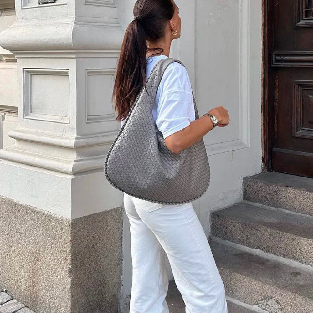 BOLSO SIENA TEJIDO EN POLIPIEL VEGANA CON CIERRE DE CREMALLERA