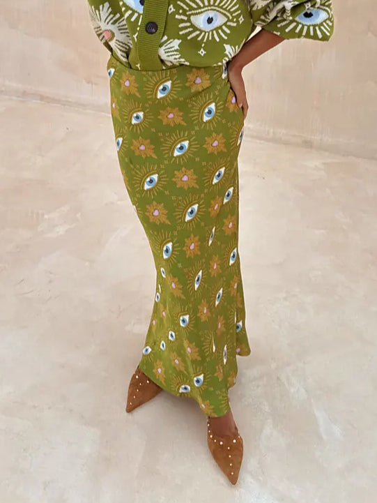 NIU- FALDA ELEGANTE LARGA CON ESTAMPADO ÚNICO