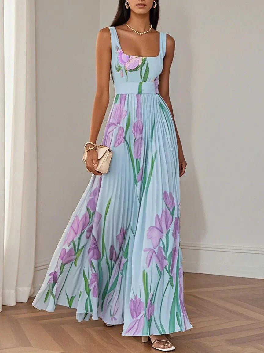 VESTIDO PLISADO FLORAL ABADIE