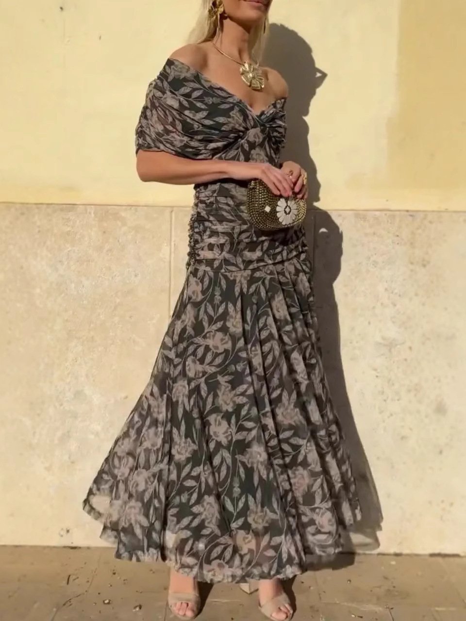 Serena™ | Vestido Largo Floral Palabra de Honor