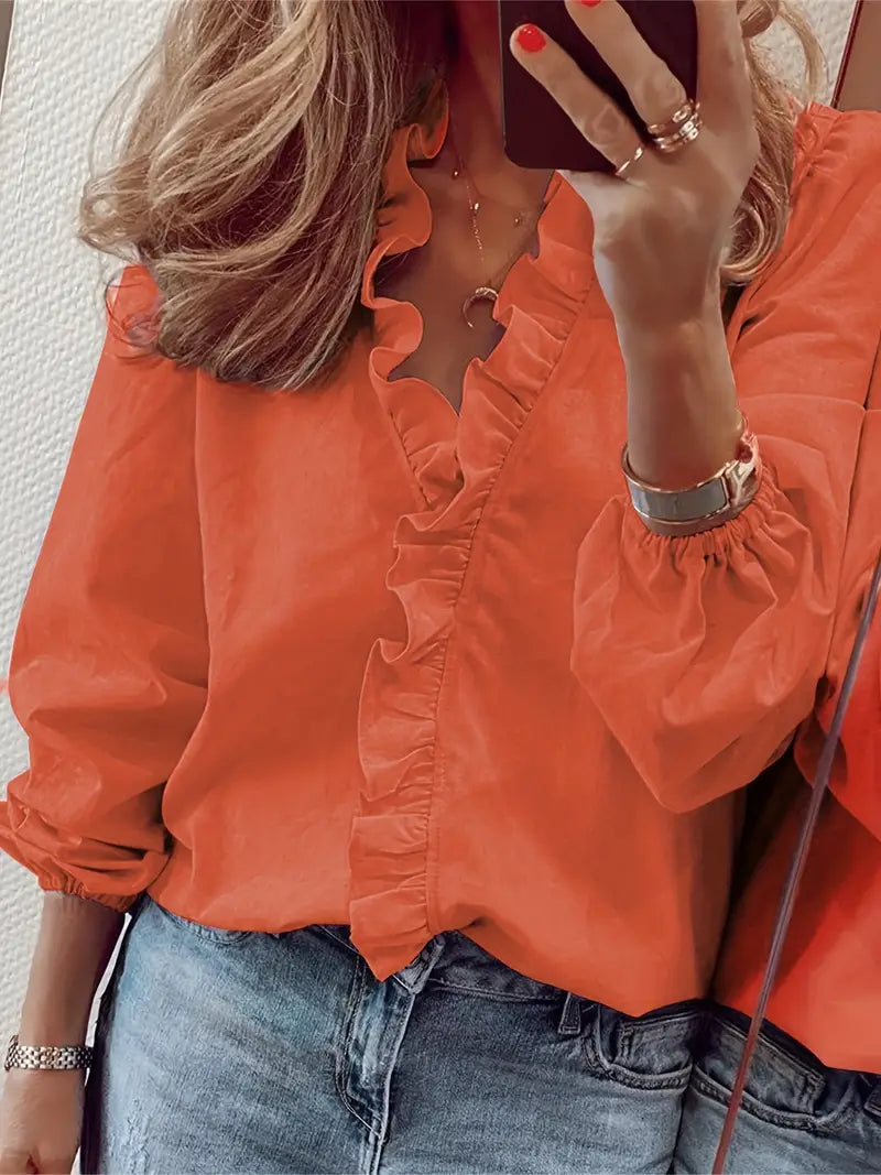 Lauren - camicetta casual con maniche lunghe e scollo a V