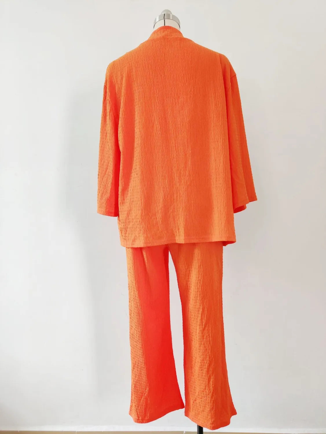 LIA - CONJUNTO 2 PIEZAS MUJER OTOÑO TRAJE SÓLIDO MANGA LARGA TOP SUELTO ABIERTO DELANTERO Y PANTALÓN LARGO PIERNA ANCHA