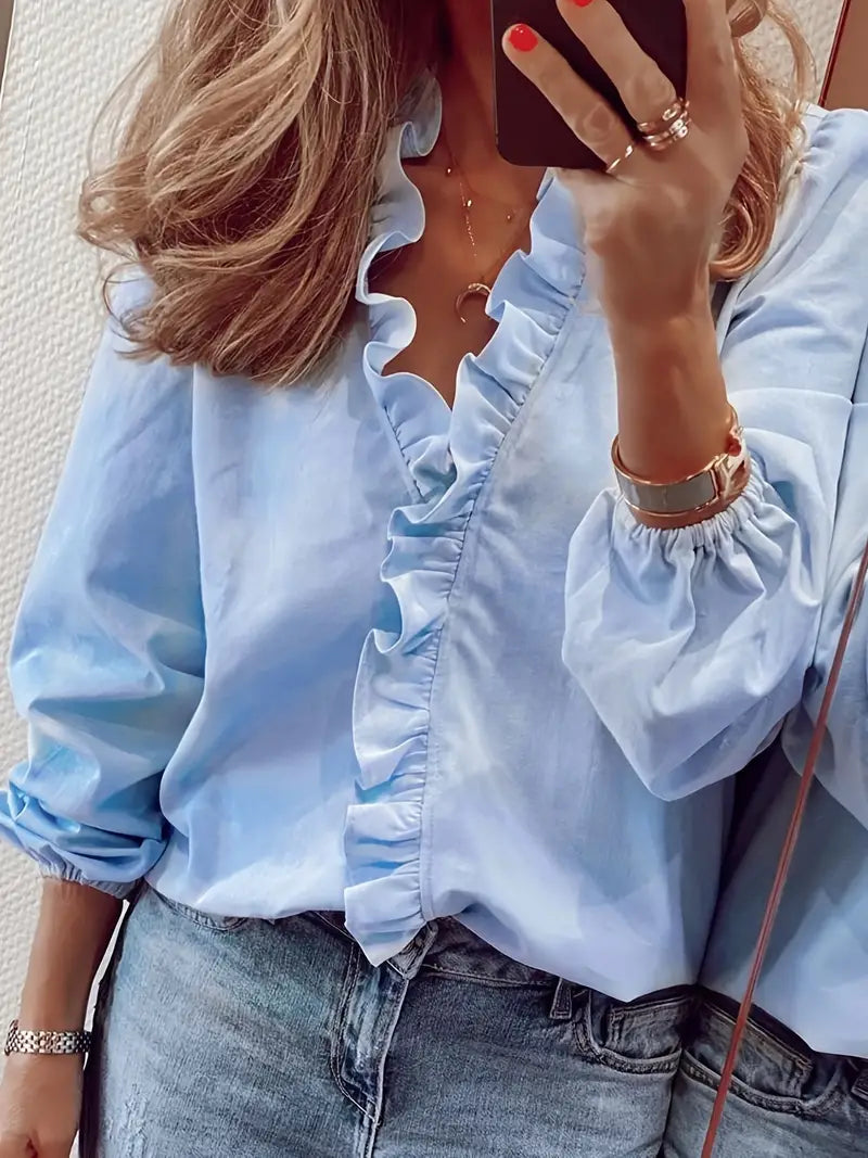 Lauren - camicetta casual con maniche lunghe e scollo a V