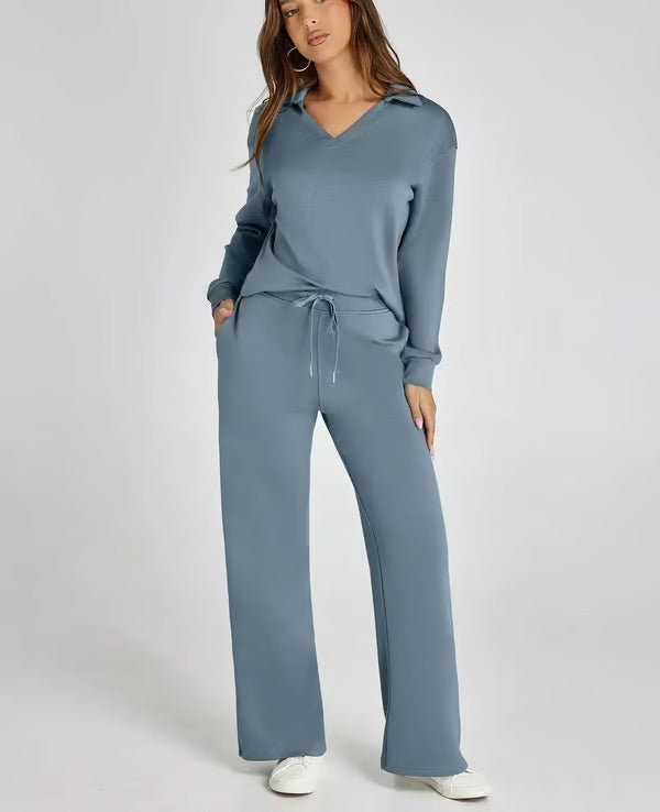 LIA - CONJUNTO INFORMAL DE MANGA LARGA DE 2 PIEZAS MUJER ESTILO RELAJADO