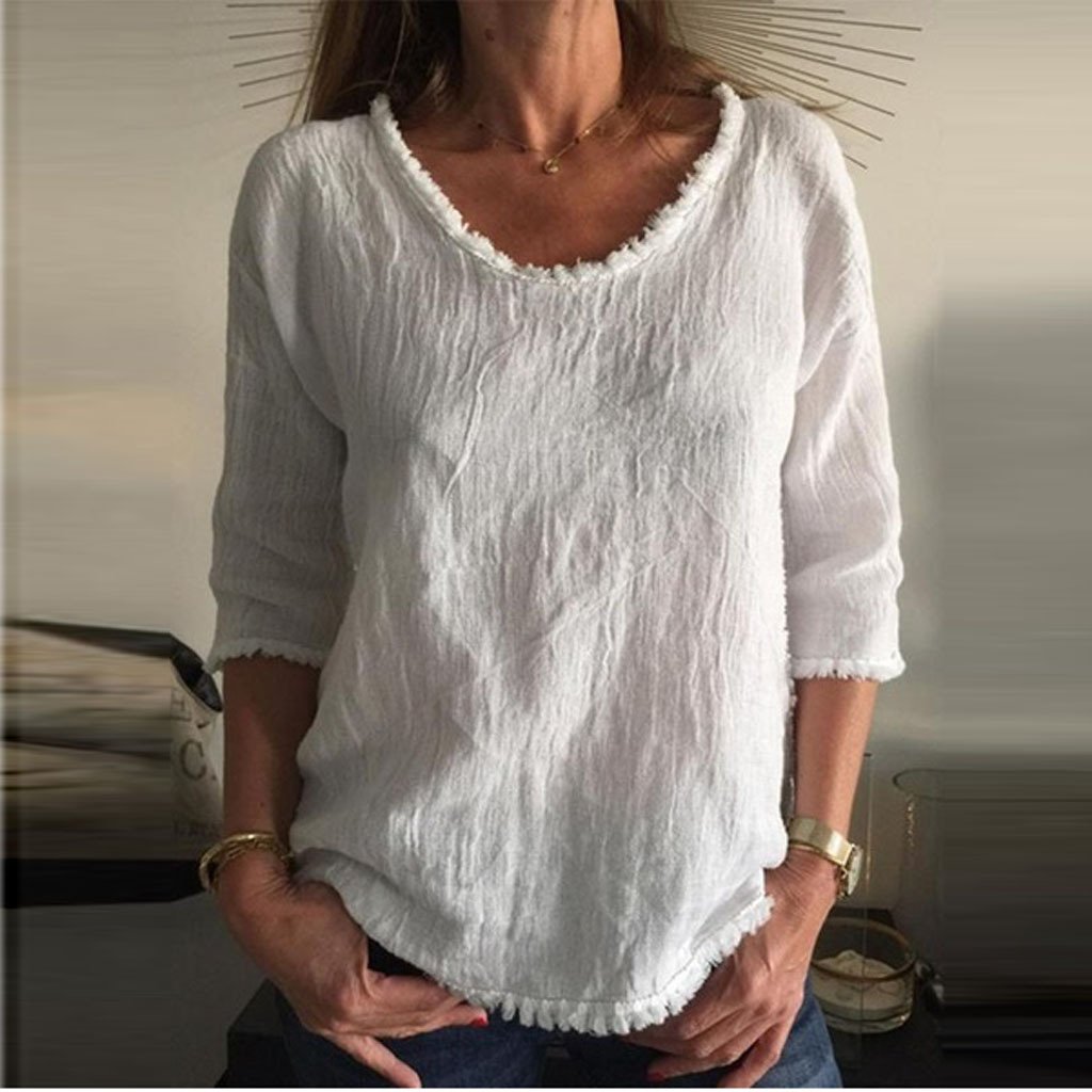 T-shirt casual in lino - Charleigh