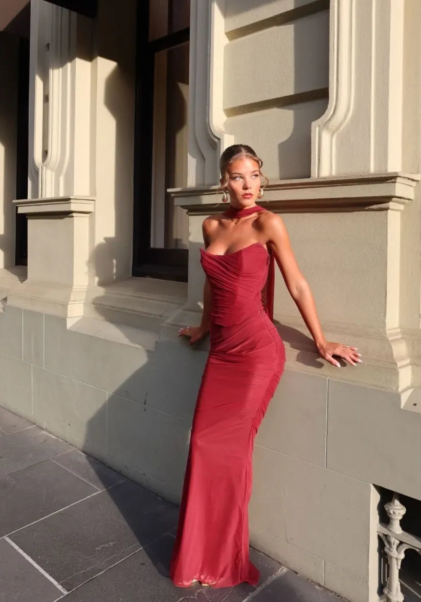 Aniyah | Vestido Maxi Bodycon Sin Tirantes