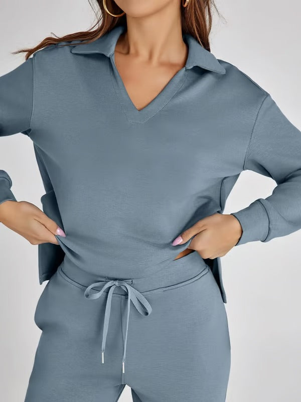 LIA - CONJUNTO INFORMAL DE MANGA LARGA DE 2 PIEZAS MUJER ESTILO RELAJADO